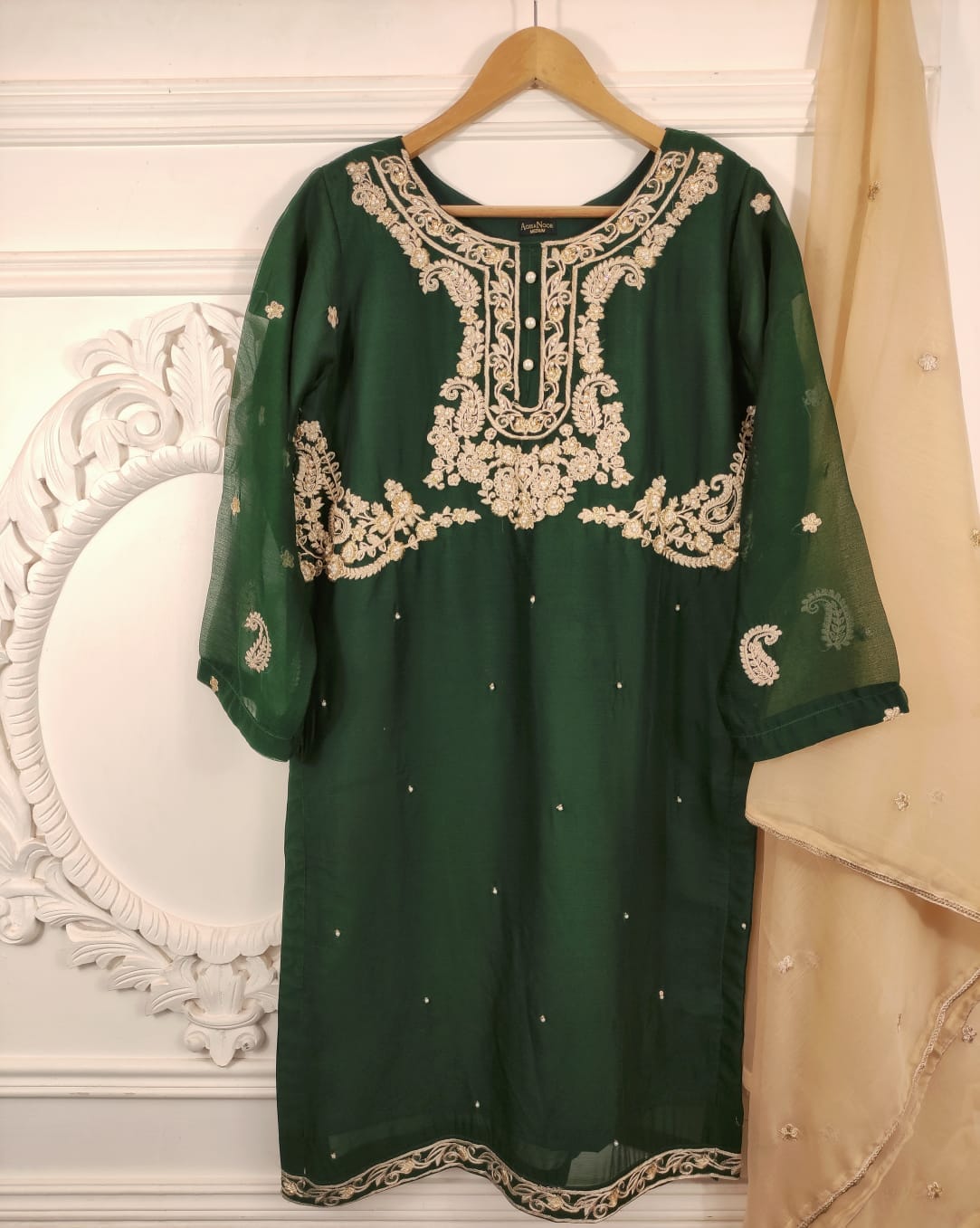 Agha Noor Stitched 2pc Chiffon with Dupatta Green